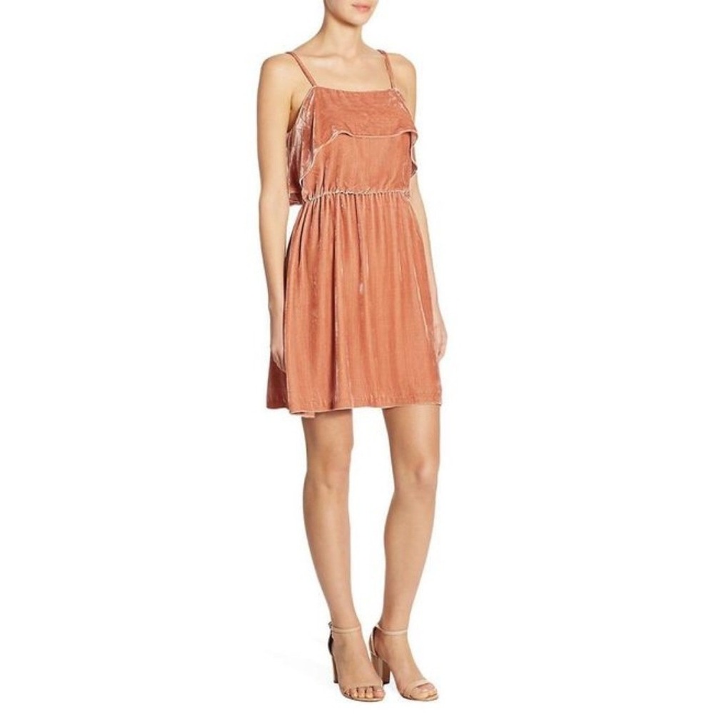 Alice + Olivia Alexis Ruffle Velvet Mini Dress Rose Tan Size XS Holiday NEW - Picture 14 of 14